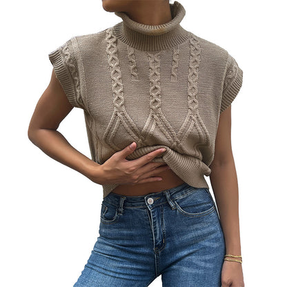 Femme Cozy Tricot torsadé sans manches Pull Chic und Stil