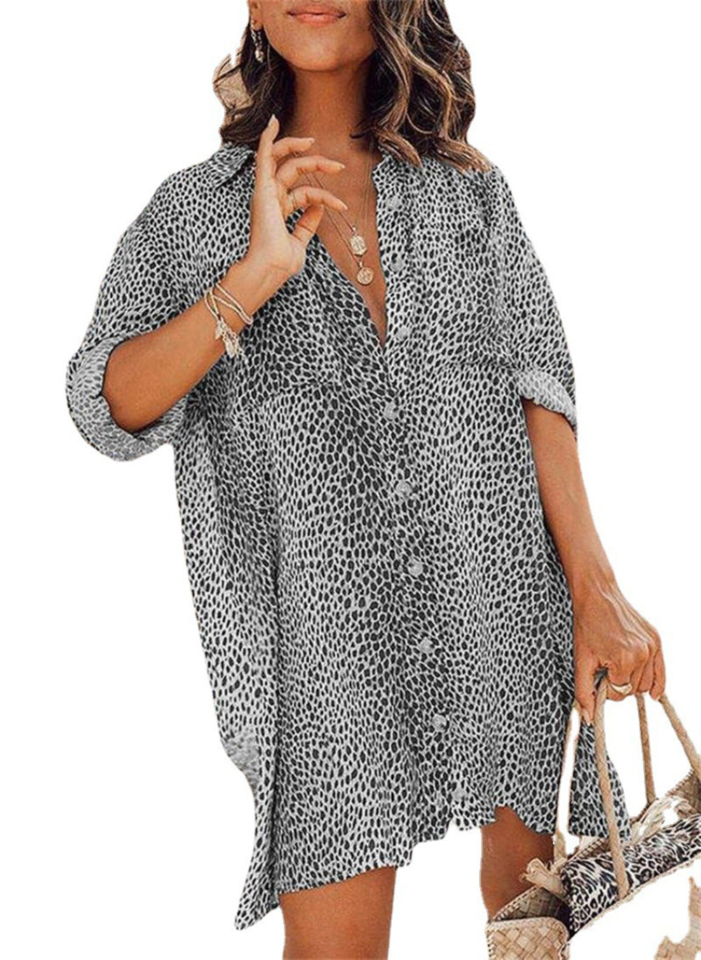Robe chemise pour femmes avec motif animal et coupe décontractée Chic und Stil