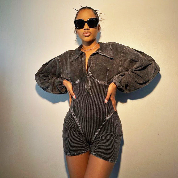 Dames Combinaison stylée avec manches bouffantes modernes Chic und Stil