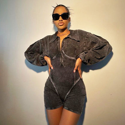 Dames Combinaison stylée avec manches bouffantes modernes Chic und Stil