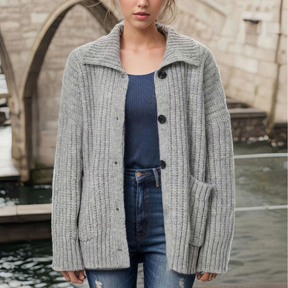 Dame cardigan avec col montant et fermeture à bouton Chic und Stil