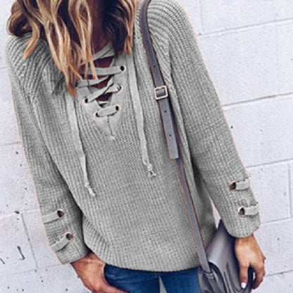 Pull en tricot pour femmes avec un design de lacets décoratif et une coupe confortable Chic und Stil