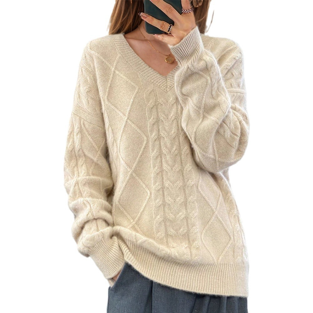 Dames Pull en tricot élégant avec motif torsadé détaillé Chic und Stil