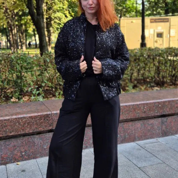 Dames élégante veste en sequins Chic und Stil