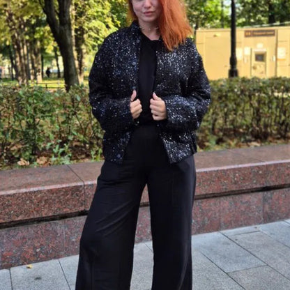 Dames élégante veste en sequins Chic und Stil