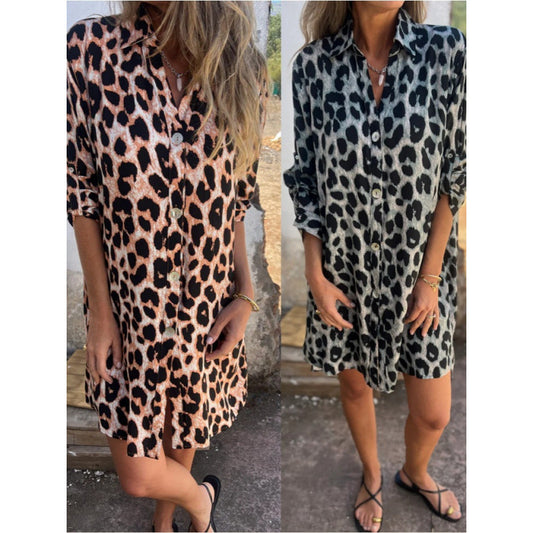 Robe chemise pour femmes en design léopard tendance avec coupe confortable Chic und Stil