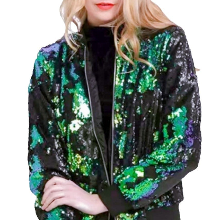 Dames Bling Bomber Jacket Chic und Stil