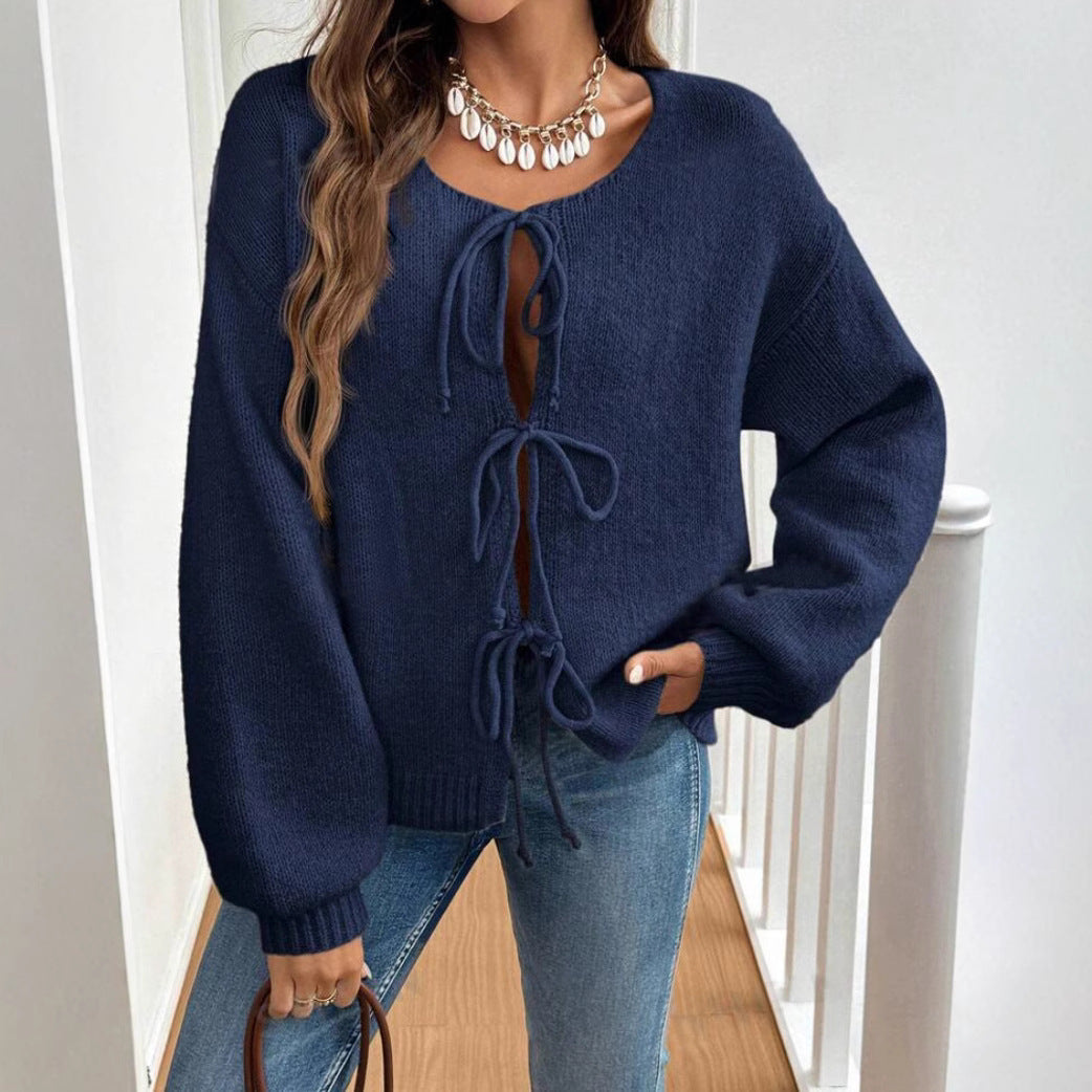 Pull femme avec cordon de serrage et manches décalées Chic und Stil