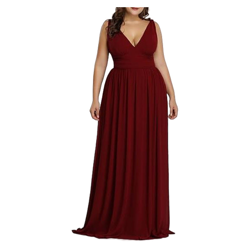 Robe maxi femme avec élégante ligne A et décolleté en V profond Chic und Stil