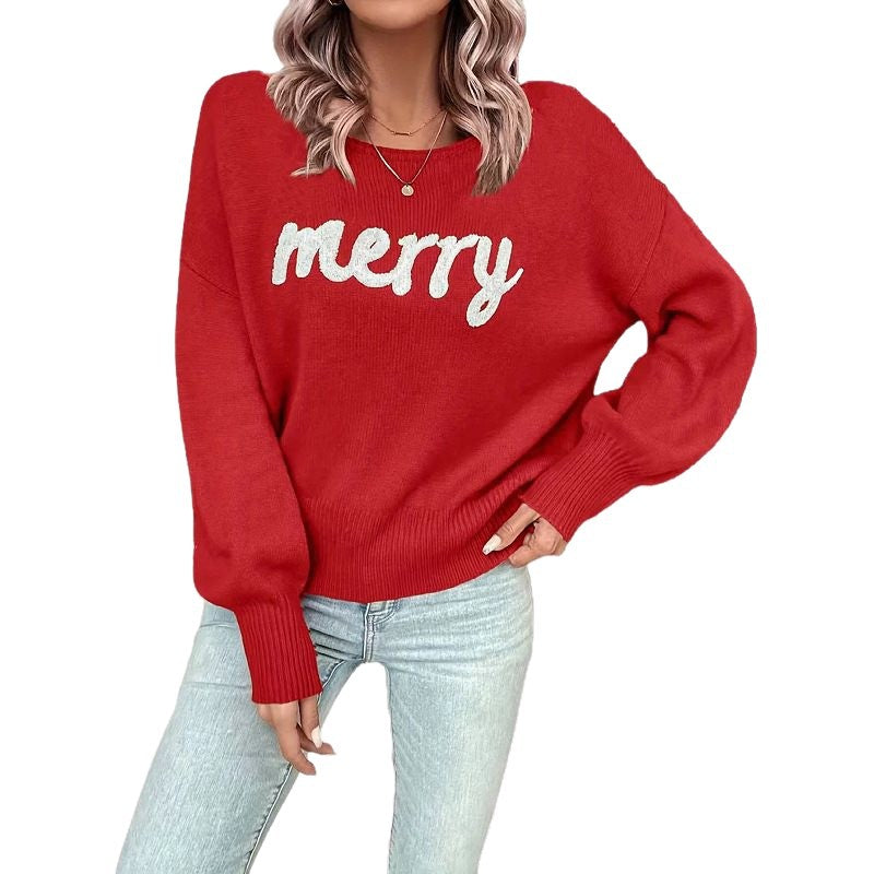 Dames pull confortable avec impression festive Chic und Stil