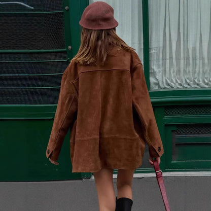 Dame Veste en suédine avec coupe moderne et poches pratiques Chic und Stil