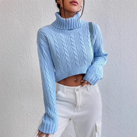 Pull en grosse maille pour femmes avec col haut Chic und Stil