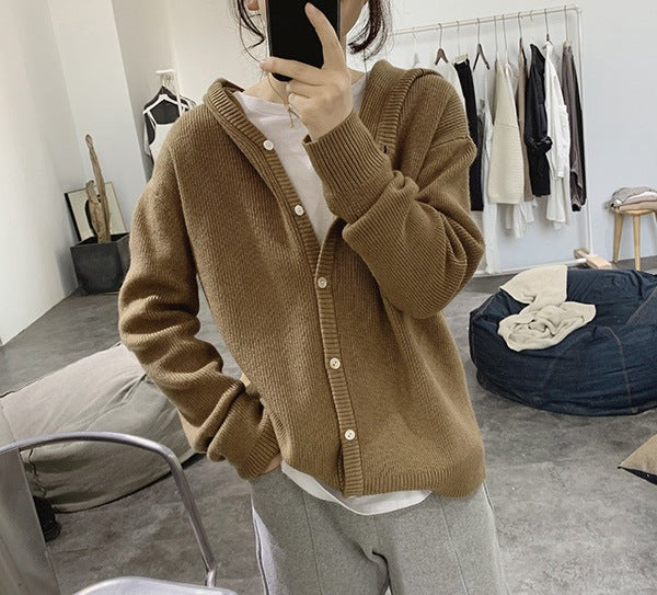 Dames cardigan tricot décontracté avec décolleté en V deep et grands détails de bouton Chic und Stil