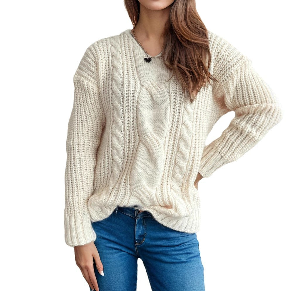 Pull femme en grosse maille avec design tressé créatif et coupe décontractée Chic und Stil