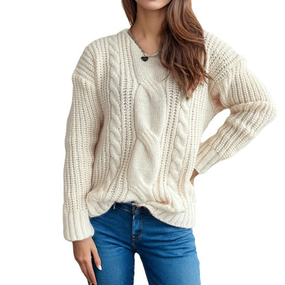 Pull femme en grosse maille avec design tressé créatif et coupe décontractée Chic und Stil