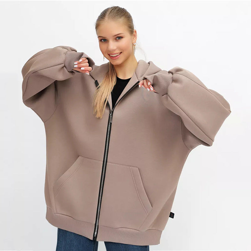 Dame Veste à Capuche Oversize avec Fermeture Éclair Intégrale et Coupe Extrêmement Confortable Chic und Stil