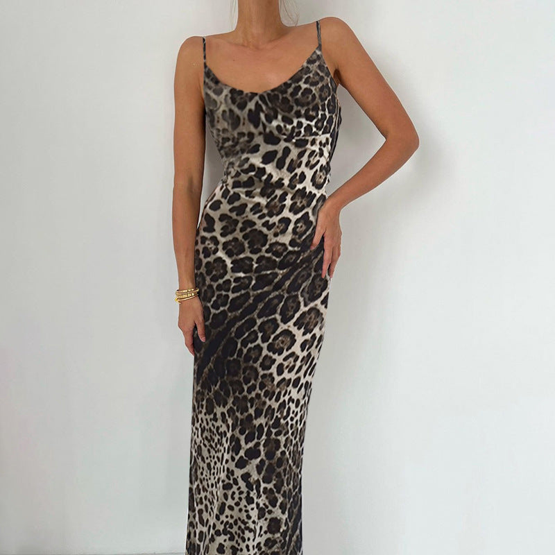 Dames Robe de Nuit Maxi Imprimé Léopard Chic und Stil