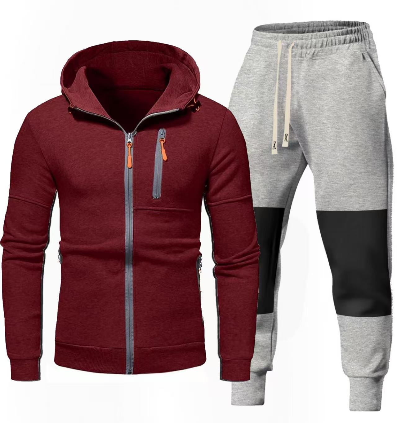 Men's Chic and Stylish Hoodie and Jogging Pants Set with Functional Zip Pockets