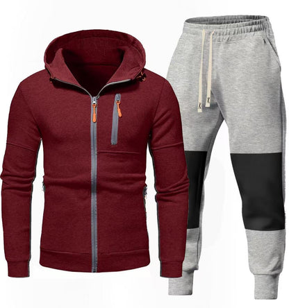 Men's Chic and Stylish Hoodie and Jogging Pants Set with Functional Zip Pockets