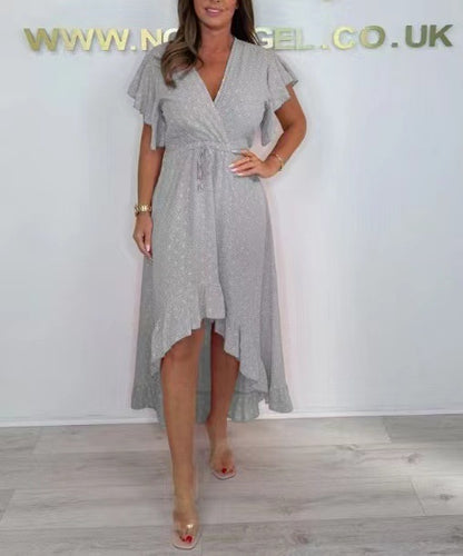 Robe à volants wrap asymétrique pour femme Chic und Stil