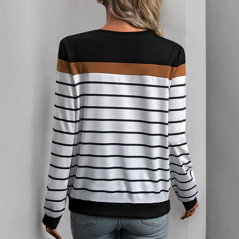 Pull à rayures tendance pour femmes avec des manches contrastées Chic und Stil