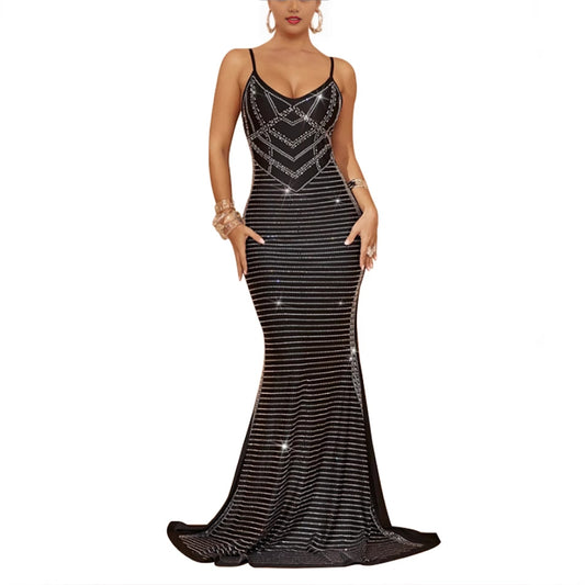 Robe sirène à paillettes pour femmes avec bretelles à l'arrière Chic und Stil