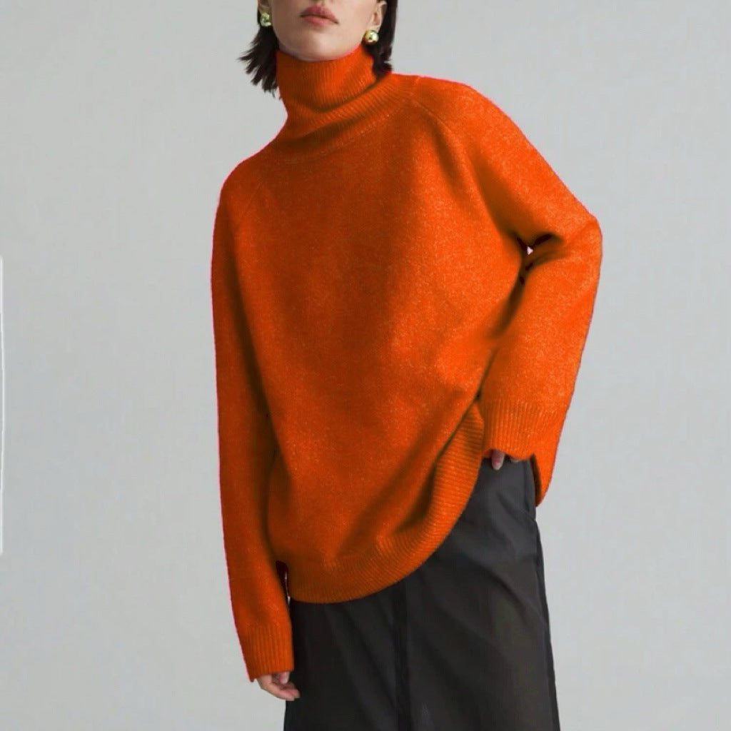 Pull à col roulé féminin à coupe oversize et texture fine Chic und Stil