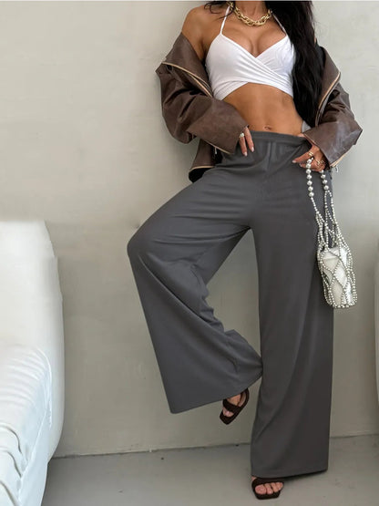 Elegant and casual set for ladies with short top and wide pants Chic and Style