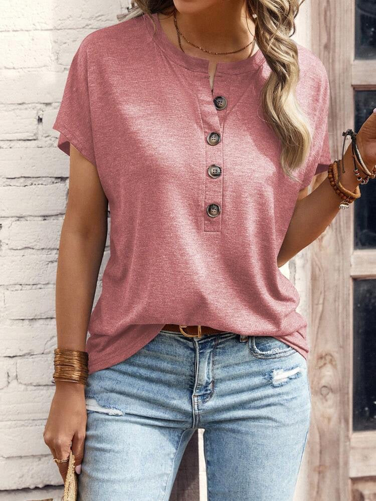 Chemisier à manches courtes pour femmes avec patte de boutonnage et coupe décontractée Chic und Stil