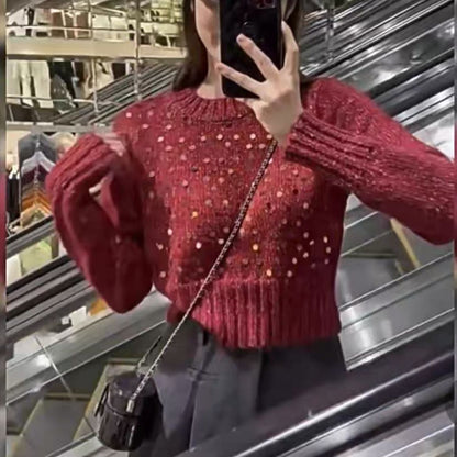 Pull en tricot scintillant pour femmes avec texture et coupe ample Chic und Stil