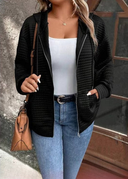 Veste à capuche pour femmes avec motif gaufré texturé et fermeture éclair pratique Chic und Stil