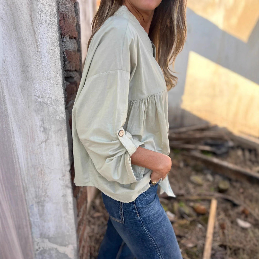 Blouse en coton pour femmes avec fermeture à boutons et coupe confortable Chic und Stil