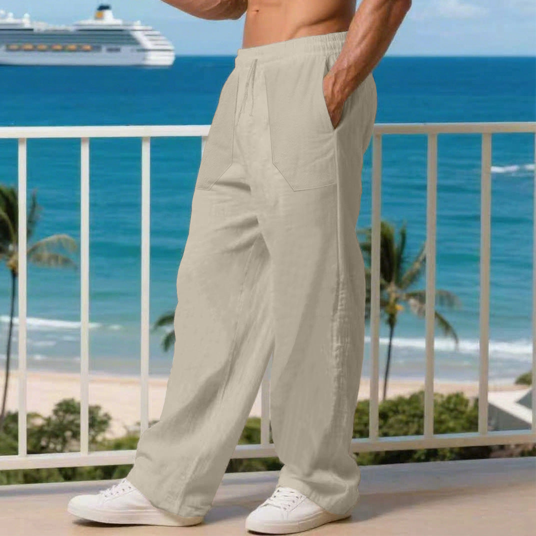 Men's leisure pants with elastic waistband and practical side pockets Chic and Style