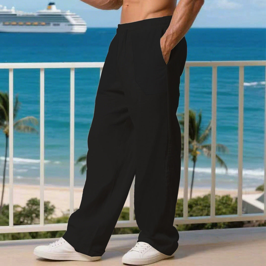 Men's leisure pants with elastic waistband and practical side pockets Chic and Style