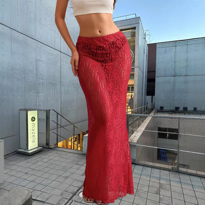 Ladies Elegant Summer Lace Pants with High Slit and Sheer Transparency Chic and Style