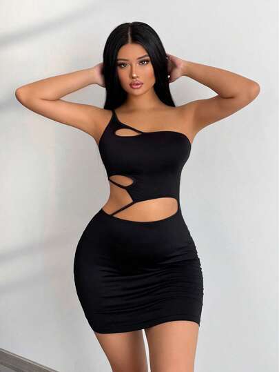 Robe mini à découpes pour femmes avec design asymétrique Chic und Stil