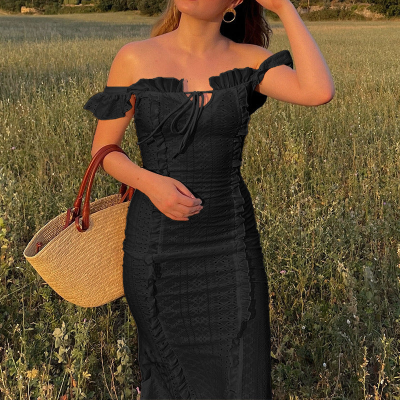 Robe bodycon à volants épaules nues Chic und Stil