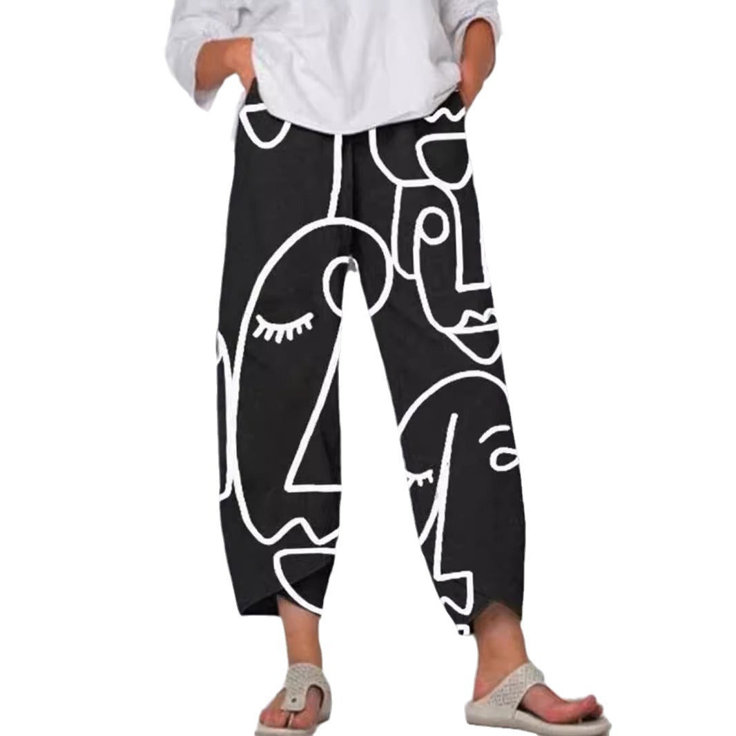 Wide artistic printed pants for women Chic and Style
