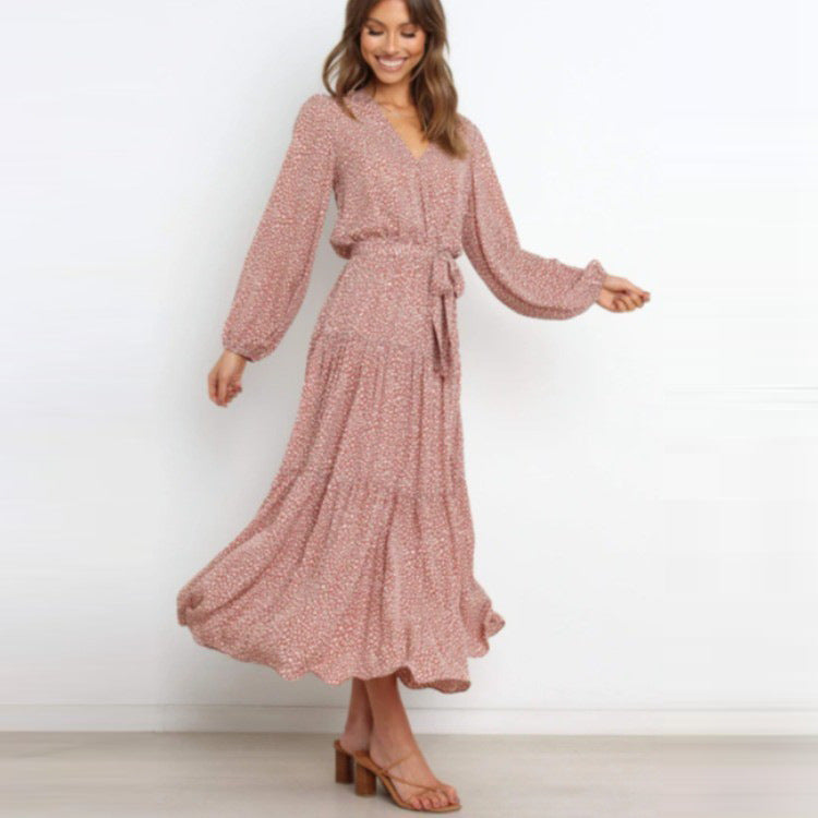 Robe midi à volants pour femmes avec ceinture cintrée Chic und Stil