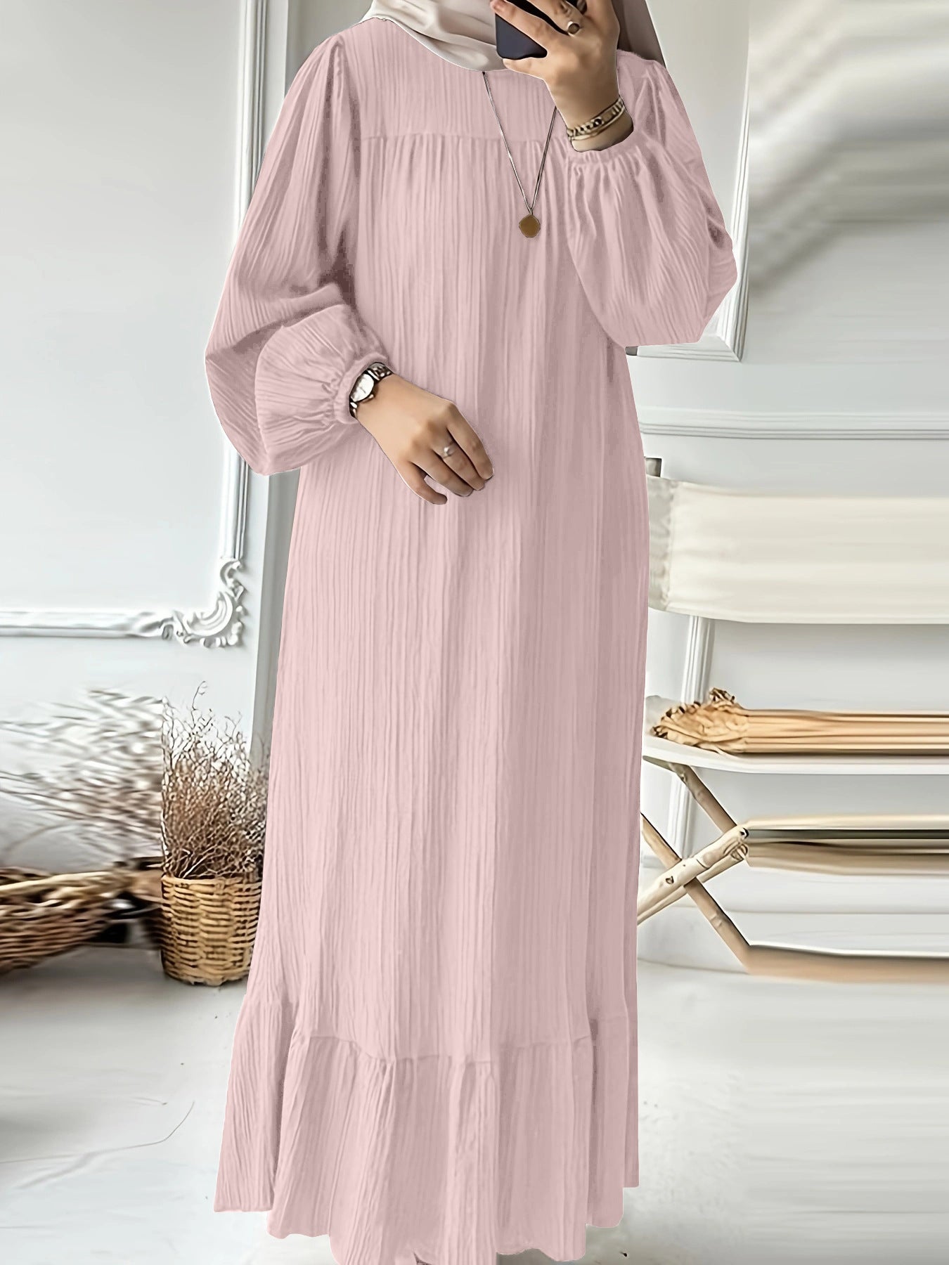 Robe maxi pour dames en mélange de coton léger Chic und Stil