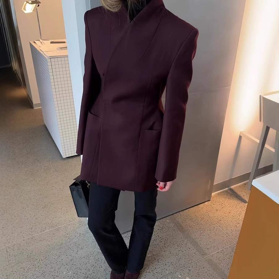 Dames Blazer élégant avec ceinture à la taille et poches pratiques Chic und Stil