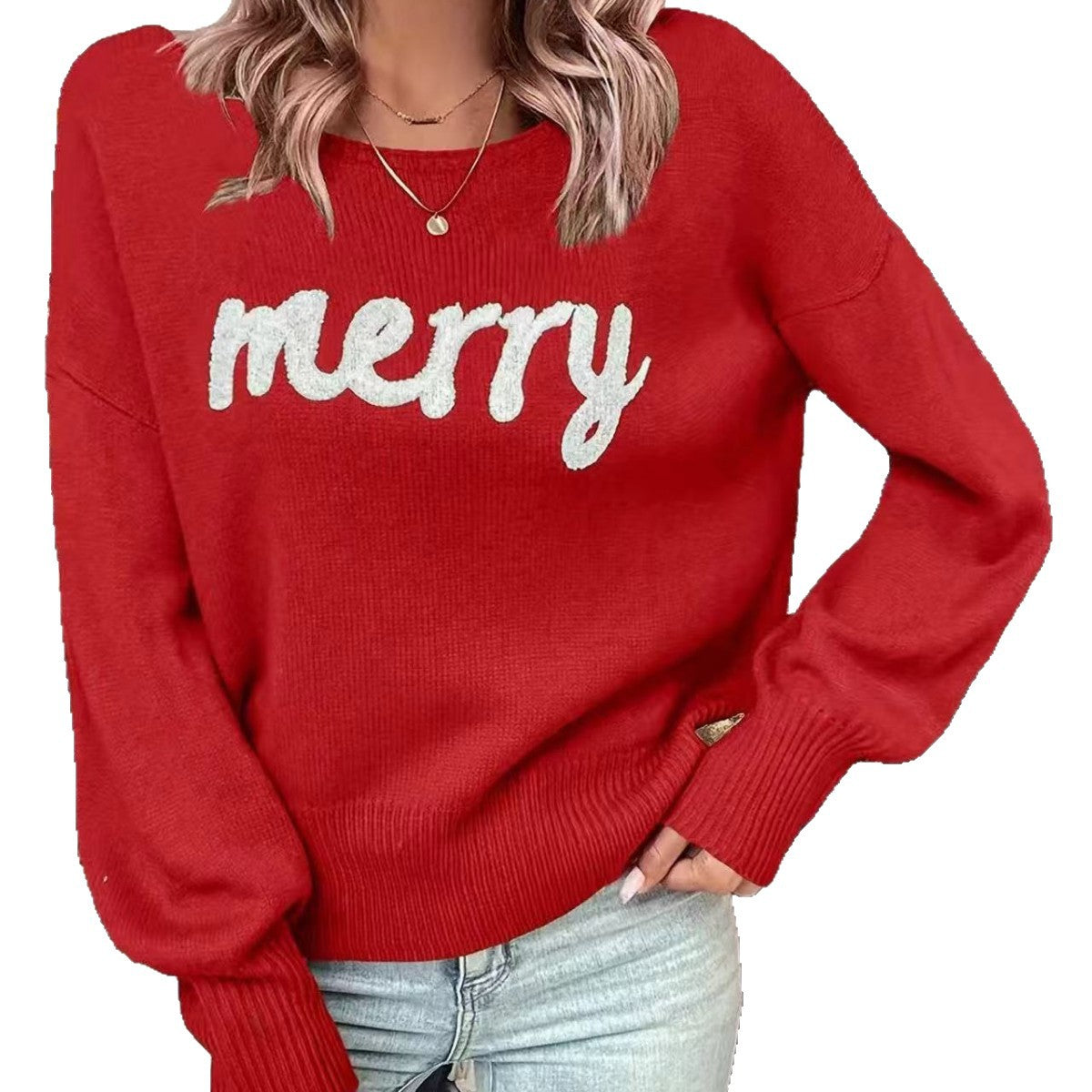 Dames pull festif avec inscription festive Chic und Stil