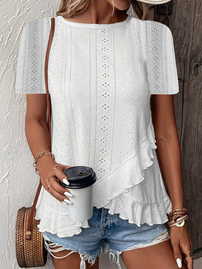 Blouse pour femmes avec des détails à volants et un insert floral Chic und Stil