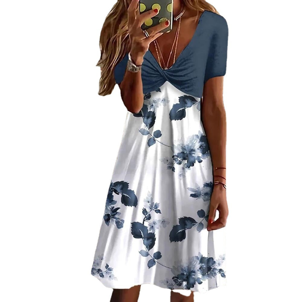 Robe de cocktail à fleurs pour femmes à décolleté en V Chic und Stil