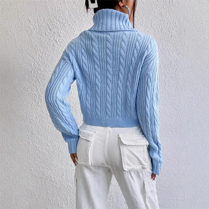 Pull en grosse maille pour femmes avec col haut Chic und Stil