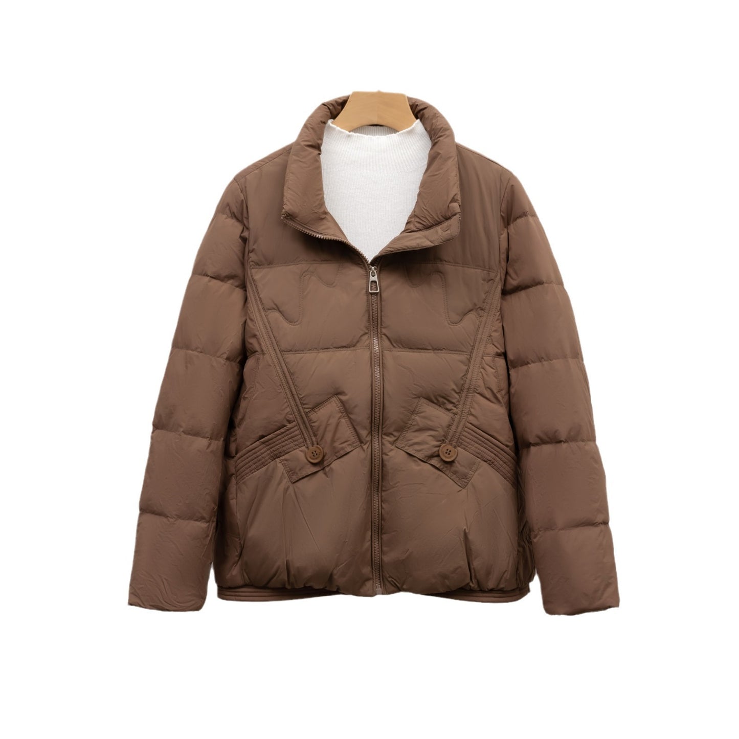 Dames doudoune d'hiver matelassée avec poches pratiques et grand col Chic und Stil