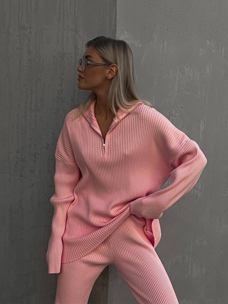 Casual sweater set for women and wide pants Chic und Stil