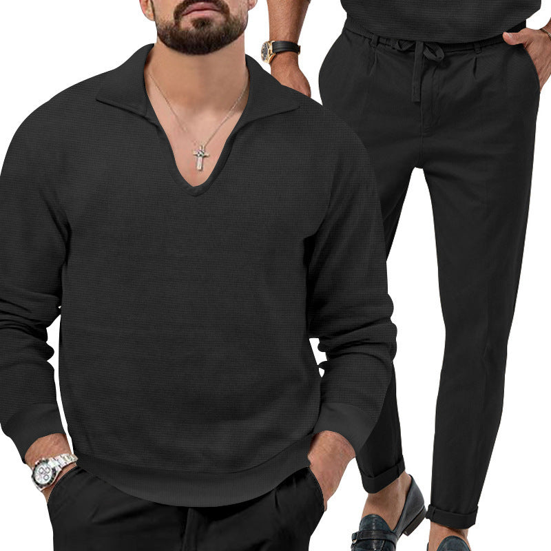 Comfortable pullover for men with V-neck and elegant pants combination Chic and Style