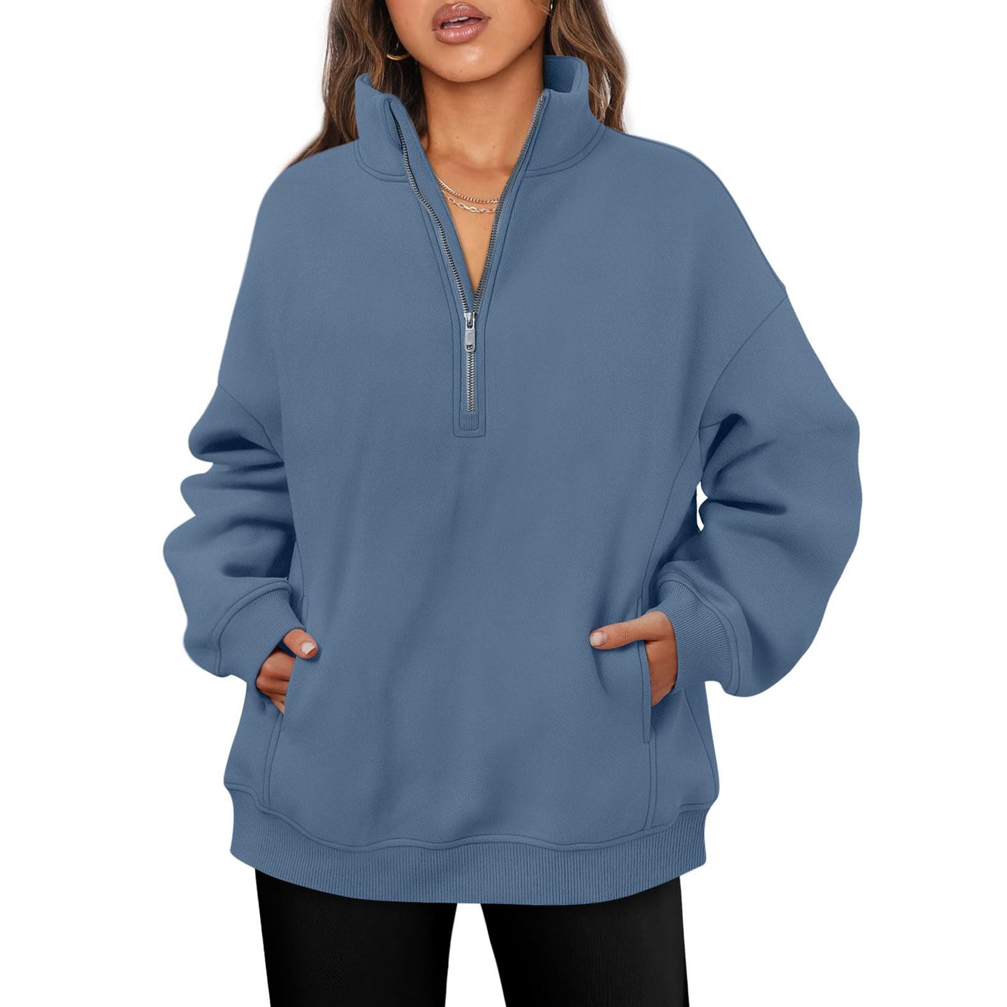 Fleece pullover for women with high collar Chic and Style