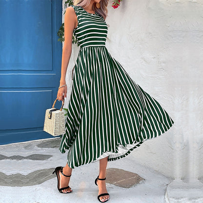Robe maxi A-line à rayures pour femmes avec une élégance ample Chic und Stil